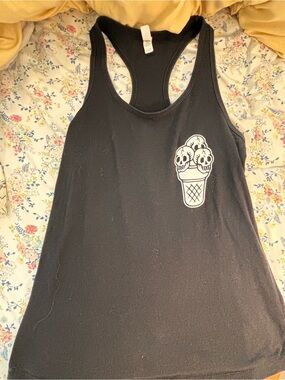 Modcloth Black Racerback Tank with White Skull Ice Cream Graphic